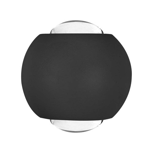 2W LED COB væglampe, op/ned lys - IP54, sort aluminium, 4000K, 4,2 x 4 cm