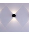 2W LED COB væglampe, op/ned lys - IP54, sort aluminium, 3000K, 4,2 x 4 cm