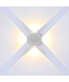 4W rund LED væglampe med 4 lysstråler - IP54, hvid, COB LED, 4000K, inkl. lyskilde