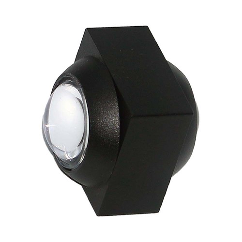 2W LED væglampe med op/ned lys - IP54, sort, COB LED, 3000K, 4x4x4cm