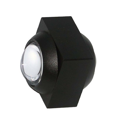 2W LED væglampe med op/ned lys - IP54, sort, COB LED, 4000K, 4x4x4cm