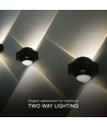 2W LED væglampe med op/ned lys - IP54, sort, COB LED, 4000K, 4x4x4cm