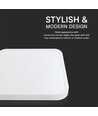V-Tac 18W LED loftslampe - IP44, 25 x 25cm, højde 6,5cm, hvid kant, inkl. lyskilde