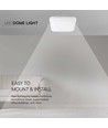 V-Tac 18W LED loftslampe - IP44, 25 x 25cm, højde 6,5cm, hvid kant, inkl. lyskilde