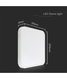 24W LED loftslampe - 29,5 x 29,5cm, IP44, firkantet, hvid kant