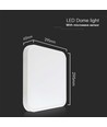 18W LED Dome Lys - Mikrobølge Sensor, 4000K, Kvadratisk, Hvid Ramme, IP44
