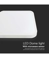 18W LED Dome Lys - Mikrobølge Sensor, 4000K, Kvadratisk, Hvid Ramme, IP44