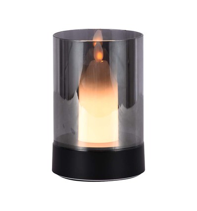 2W LED kertepære - Bordlampe, 3000K, Sort, Lampe+Røget Glas