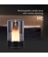 2W LED genopladelig bordlampe, bevægelses dæmper - Sort/røgfarvet, 3000K, 360 grader, elegant design