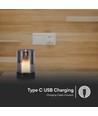 2W LED genopladelig bordlampe, bevægelses dæmper - Sort/røgfarvet, 3000K, 360 grader, elegant design