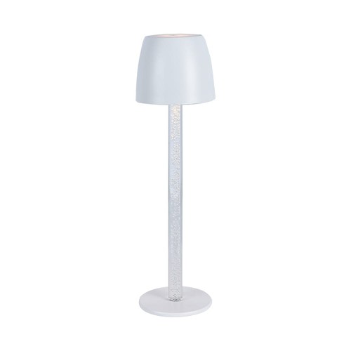 3W genopladelig LED bordlampe, touch dæmpbar - 310lm, 3000K, sort/transparent, højde 37cm