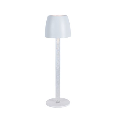3W LED Bordlampe - Touch Dæmpbar, Transparent Stang, 3000K, Hvid Hus