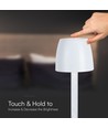 3W genopladelig LED bordlampe, touch dæmpbar - 310lm, 3000K, sort/transparent, højde 37cm