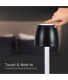3W LED Bordlampe - Touch Dæmpbar Transparent Stang, 3000K, Sort Hus
