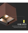 9W Solcelle væglampe - IP65, 4000K, Cortenfarvet, COB, PIR sensor