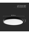 24W LED Kuppel Lys - Mikrobølgesensor, 4000K, Rundt, Sort Ramme, IP44