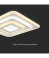 77W LED loftslampe med fjernbetjening - 6700lm, dæmpbar, CCT, RGB, 49,5 x 49,5 cm, hvid kant