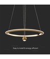 45W LED pendel, Ø60cm, børstet guld - 5500lm, 3000K, designer hængelampe, IP20