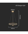 45W LED Pendel Lampe - 620x1200mm, Justerbar, 4000K, Børstet Guld