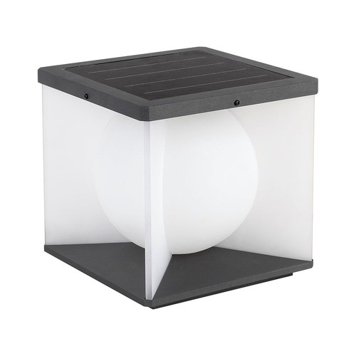 3W LED Solcelle Havelampe - 205x205x190mm, 3000K, Sort+Hvid, Hus