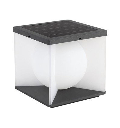 3W LED solcelle havelampe, Cube - IP65, 3000K, varm hvid, sort/hvid, 20,5 x 20,5 cm