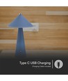 3W bordlampe - LED, genopladelig, touch dæmpbar, 3i1, blå, hus