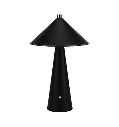 3W genopladelig LED bordlampe med touch dæmp - 3-i-1 CCT, sort læder, 4000mAh batteri, USB-C, 20x33 cm