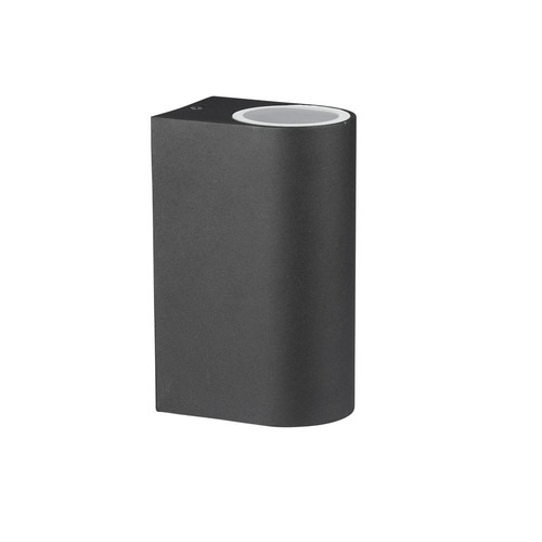 2-vejs væglampe GU10 - rund, sort, aluminium, IP44