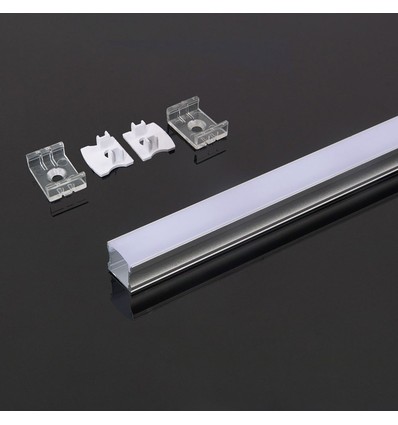 Monteringssæt med Diffuser til LED-stribe - 2000x17.2x14.44mm, Sølv
