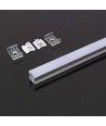 Monteringssæt med Diffuser til LED-stribe - 2000x17.2x14.44mm, Sølv