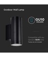 GU10 væglampe med op/ned lys - IP54 udendørs, sort, rund, aluminium, uden lyskilde