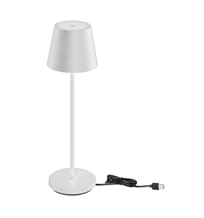 1,5W LED bordlampe, touch dæmpbar - 5V, IP54, 3000K, sand hvid, trådløs opladning, genopladelig