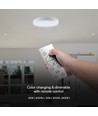 V-Tac Rund 40W LED loftslampe, CCT - 3 lyskulører og dæmpning via fjernbetjening, Ø40cm