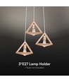 3xE27 Designer pendelophæng i træ - Brun, 26x26cm, 1m ledning, uden lyskilde