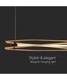 LED designer hængelampe - 3000K, træ+sort hus
