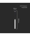 5W LED Designer pendel - 600lm, Metal + Glas, Ø5,5cm, inkl. lyskilde