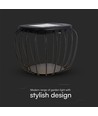 Solcelle LED designer bordelampe - metal+sort hus, 6000K+3000K