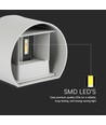 5W LED væglampe med op/ned lys - IP65 udendørs, grå, rund, 4000K, inkl. lyskilde