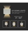 5W LED væglampe med op/ned lys - IP65 udendørs, grå, rund, 4000K, inkl. lyskilde