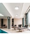 24W LED Dome Lys - Samsung Chip, 3000K, Firkantet, Sort Ramme, IP44