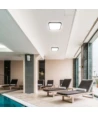 24W LED loftslampe med Samsung chip, kvadratisk - 2500lm, IP44, sort kant, 6500K
