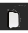 24W LED loftslampe med Samsung chip, kvadratisk - 2500lm, IP44, sort kant, 6500K