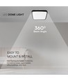 48W LED Dome Lys - Samsung Chip, 3000K, kvadratisk, sort ramme, IP44.