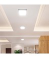 12W kvadratisk LED loftlampe - 1200lm, 16,7 x 16,7 cm, 3000K, hvid kant, inkl. lyskilde