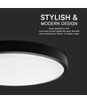 V-Tac 36W LED loftslampe - Samsung chip, Ø35cm, IP44, sort kant, inkl. lyskilde
