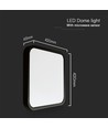36W LED Dome - Lys Sensor, Samsung Chip, 4000K, Firkantet, Sort Ramme, IP44