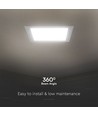 V-Tac 12W LED indbygningspanel - Samsung Chip, Hul: 15,5cm x 15,5 cm, Mål: 17cm x 17cm, 230V