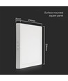 18W kvadratisk LED loftpanel - 4000K, hvid kant, 21,4 x 21,4 cm, bagbelyst loftlampe