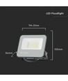 30W LED projektør - 6500K, sort hus, gråt glas, 160lm/W