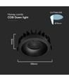 24W Blændfri RA90 CCT Downlight Ø135mm - 3 lyskulører, sort front, Hul: Ø115mm, Honeycomb